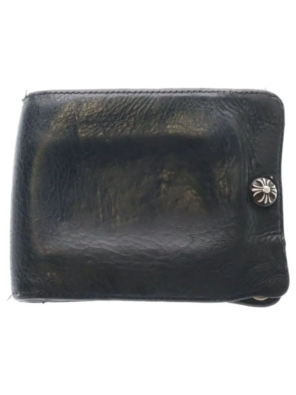 Chrome Hearts 1 Snap Cross Ball Button Leather Wallet Black